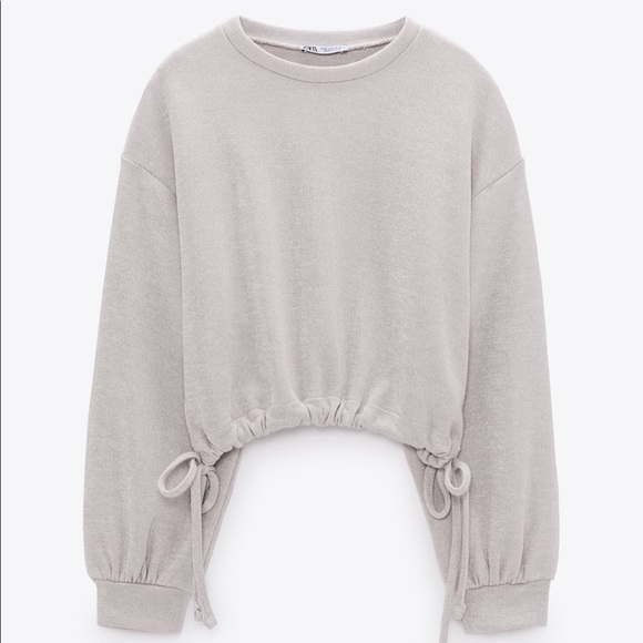 Zara women’s beige ruched soft sweatshirt| Size S - Picture 2 of 11